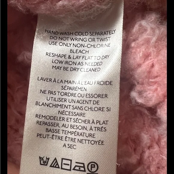 FREE PEOPLE Sweater Teddy Pink Rose Chunky Knit Tunic Pullover Wool $168 Large - Picture 8 of 9